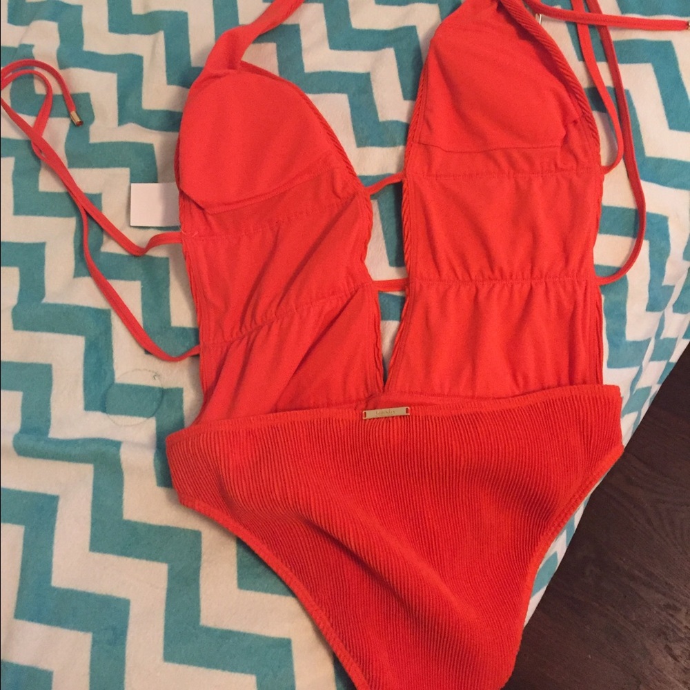 Orange One Piece Bathing Suit - Picture 2 of 4